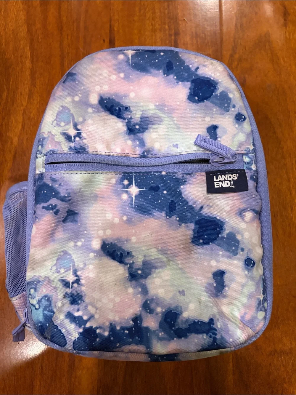 Lands' End Kids Galaxy Print Backpack & Lunchbox - Purple Pink Blue
